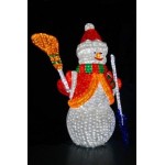 Акриловая светодиодная фигура "Снеговик с лопатой и метлой" 170х125см