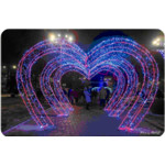 Уличная светодиодная арка-тоннель "Романтическое сердце", композиция из 3х секций