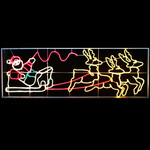 Горизонтальное светодиодное панно из дюралайта "Санта Клаус на санях с оленями" 85х300 см